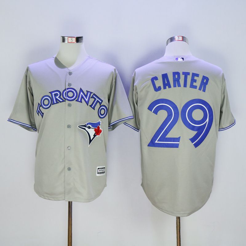 Men Toronto Blue Jays 29 Carter Grey Trowback MLB Jerseys